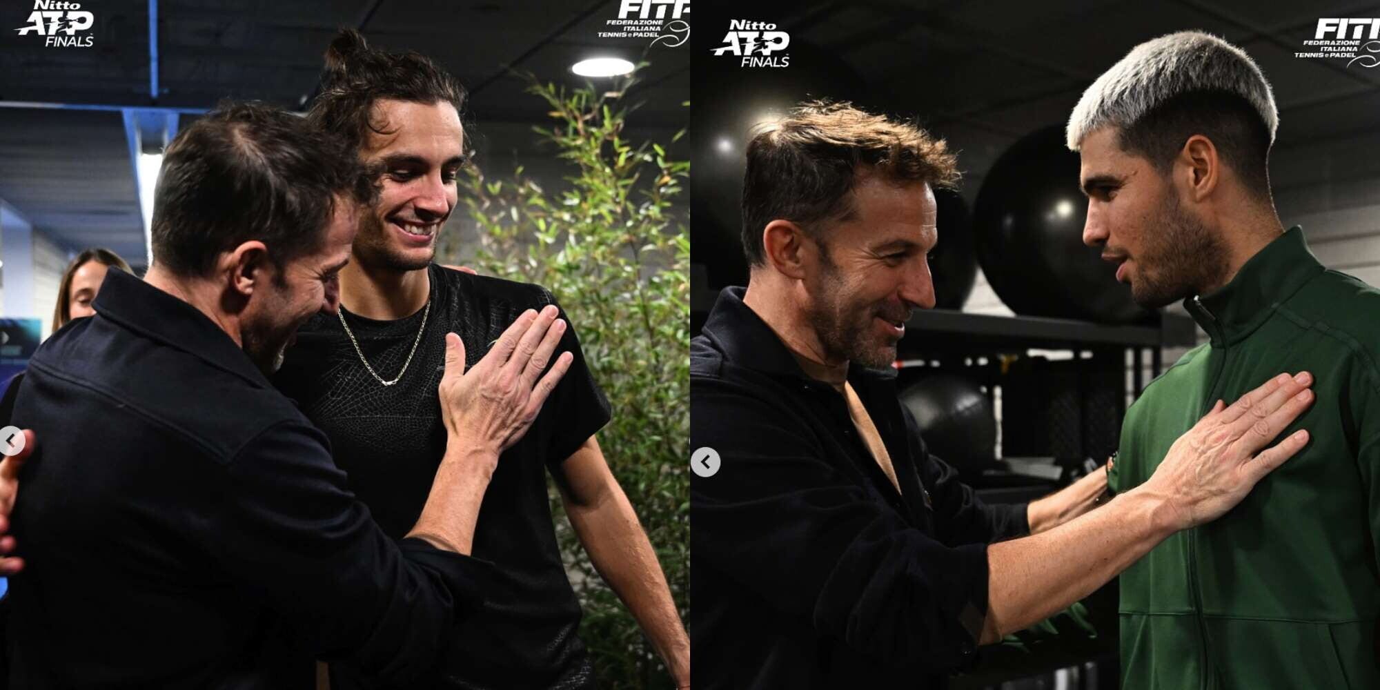 Del Piero show: prima rincuora Musetti, poi incontra Alcaraz