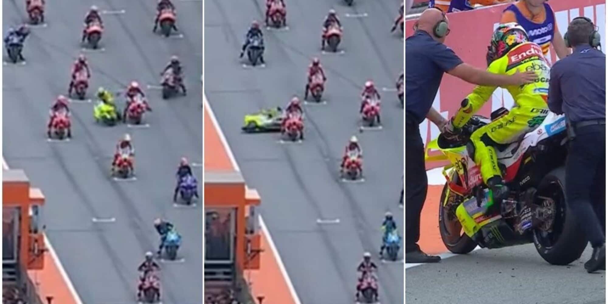 Assurdo Morbidelli, sbanda e colpisce Espargaro prima del via a Valencia!  