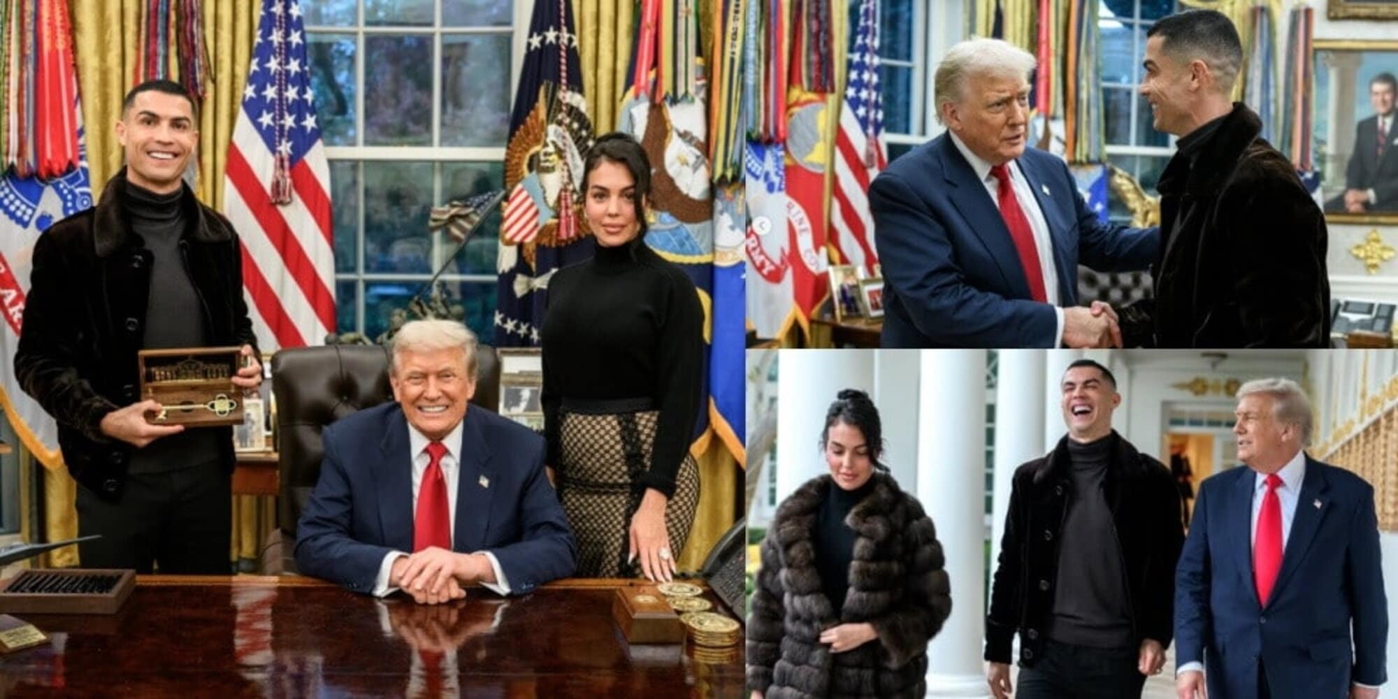 Cristiano Ronaldo e Georgina con Trump alla Casa Bianca