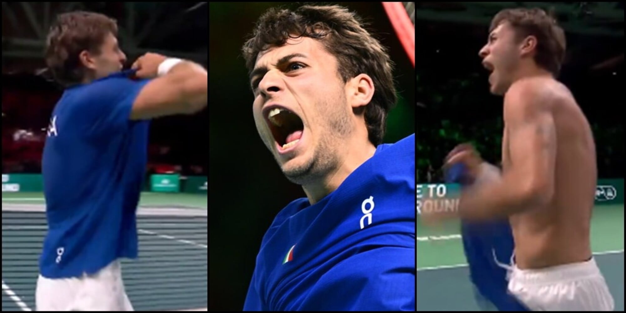 Cobolli scatenato in campo: le foto dell'esultanza mentre si strappa la maglia