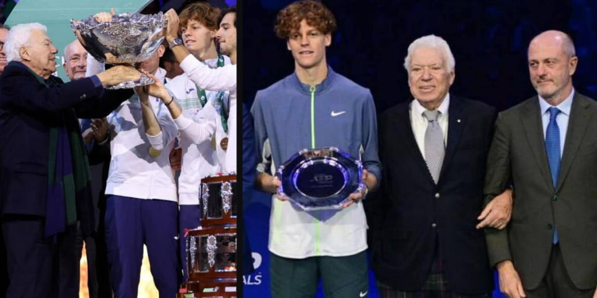 Pietrangeli, la Coppa Davis alzata con Sinner: le foto più belle della leggenda del tennis italiano