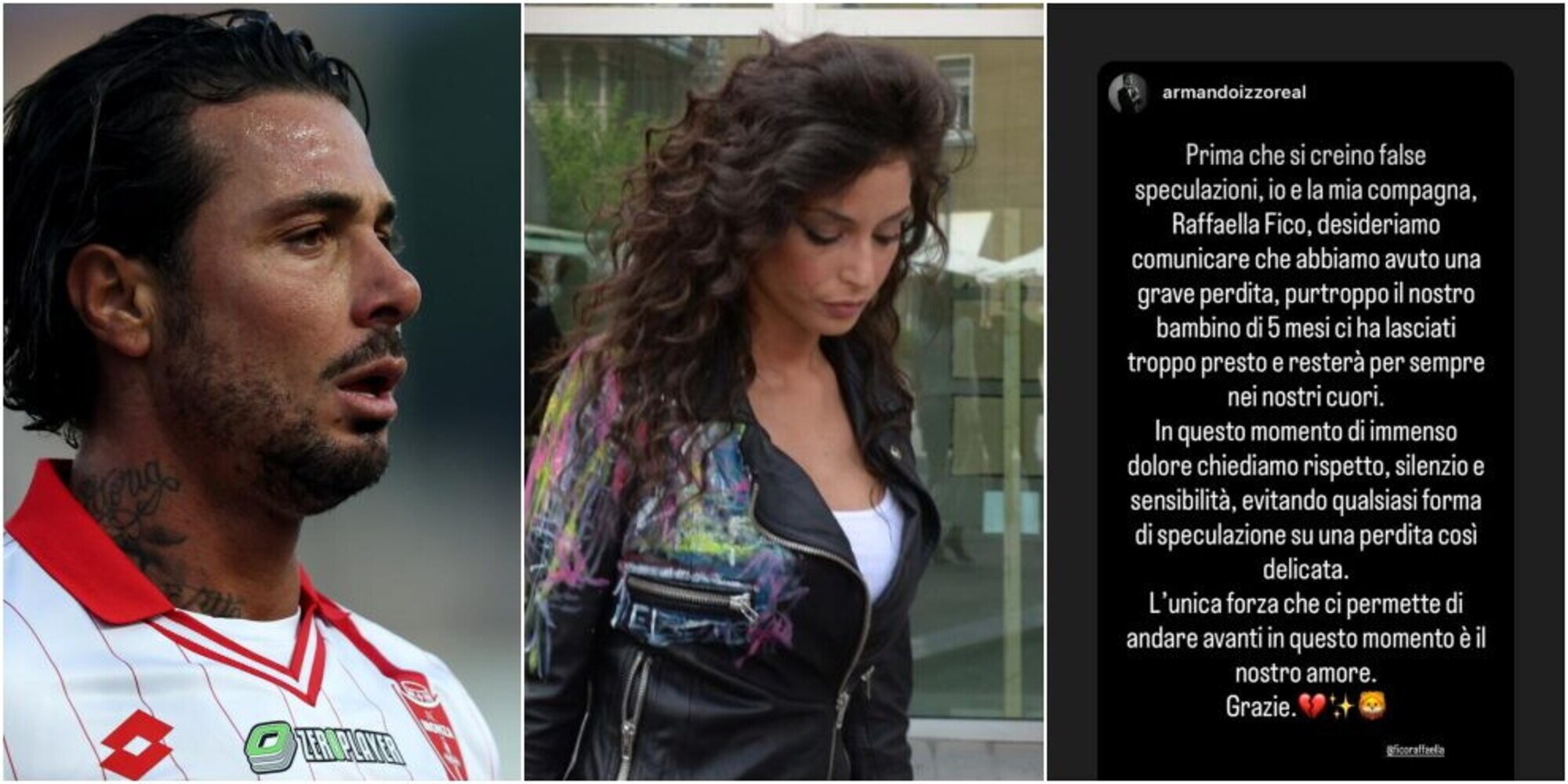 Izzo, il messaggio social che commuove il web: "Io e Raffaella Fico abbiamo perso nostro figlio"