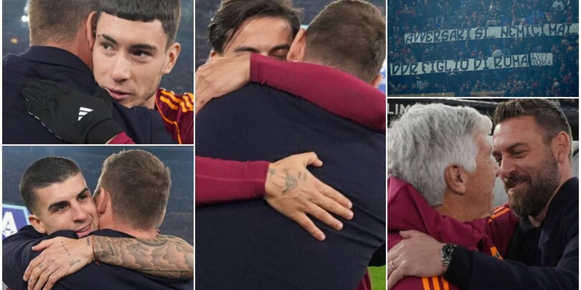 Abbracci, striscioni e commozione, l'Olimpico accoglie De Rossi: "Bentornato a casa"