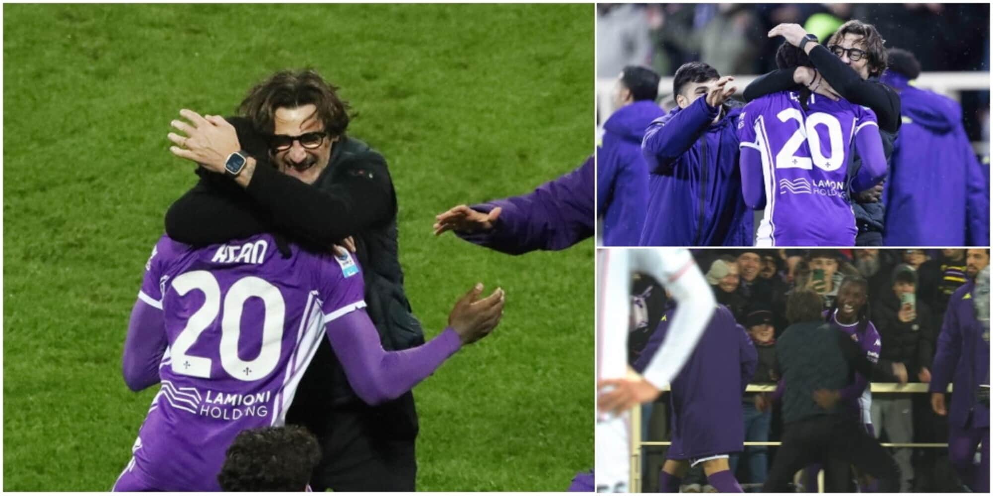 Segna Kean e Vanoli impazzisce di gioia: le immagini del lungo abbraccio