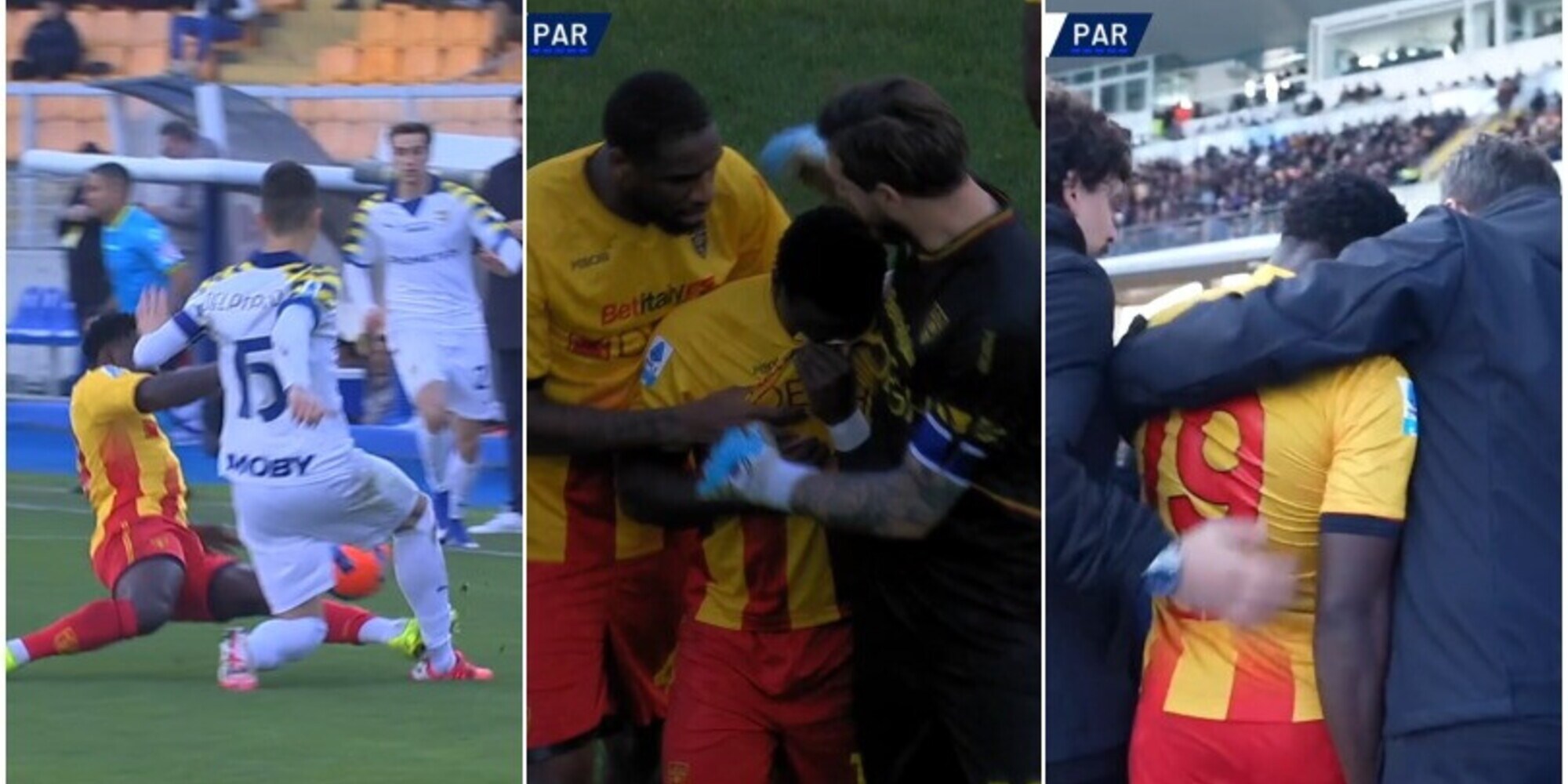 Banda, ingenuità imperdonabile: entrata killer su Del Prato. L'arbitro lo espelle e lui scoppia a piangere 