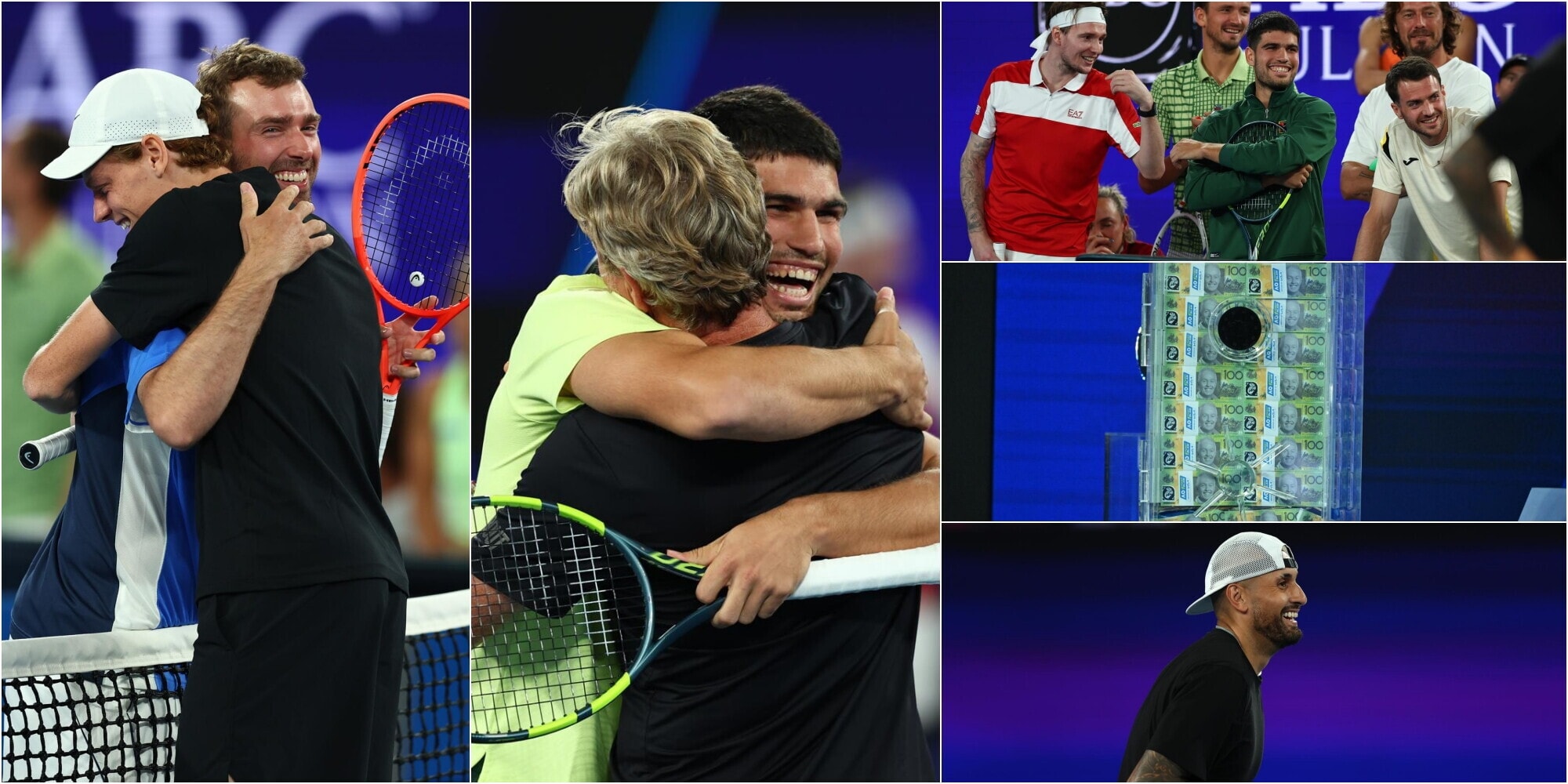 Sinner, Alcaraz, Kyrgios e non solo: quante risate con i dilettanti al Million Dollar 1 Point Slam!