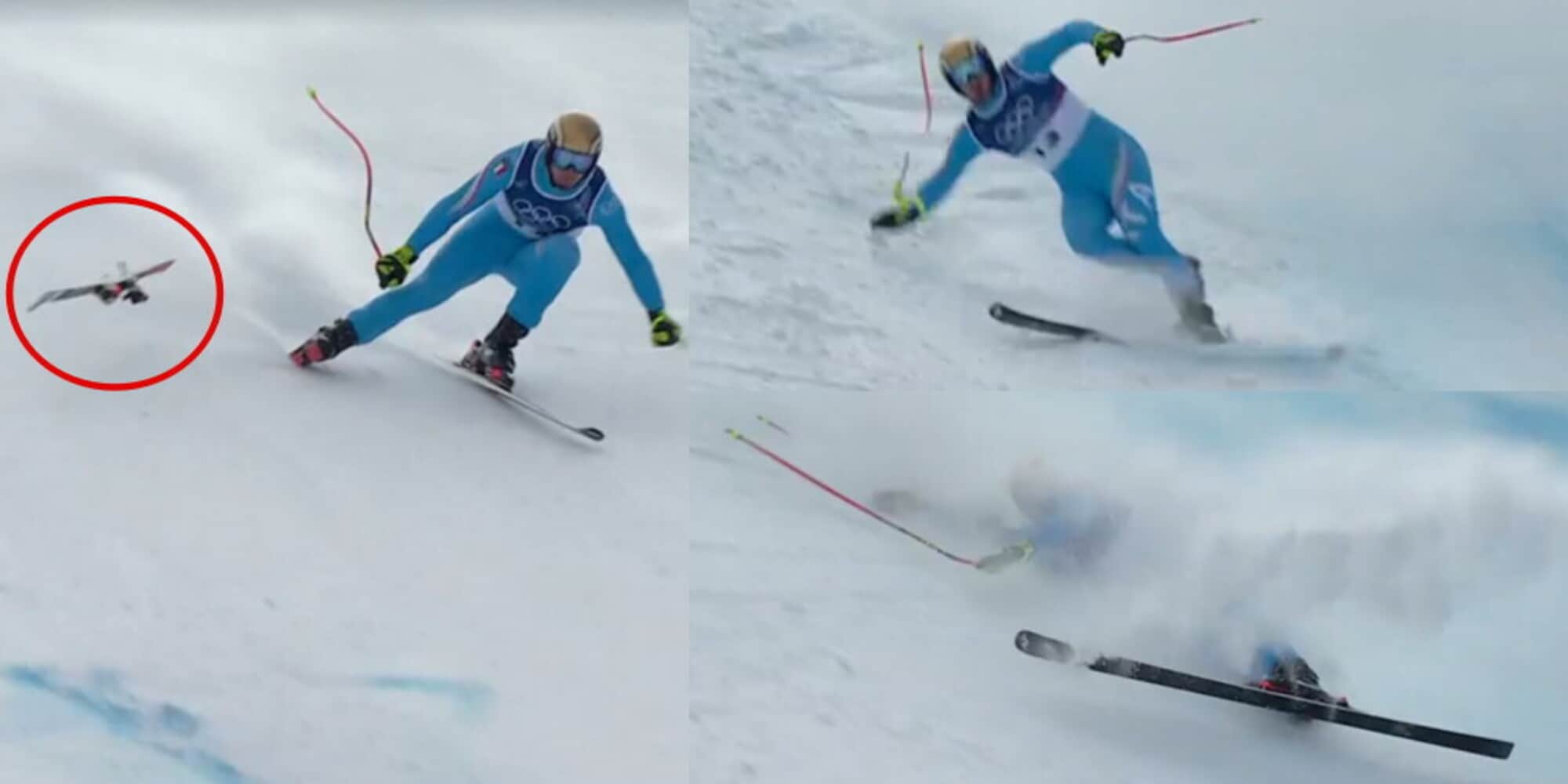 Paris, che paura: perde lo sci e cade in pista, la sequenza dell'incidente nel Super G