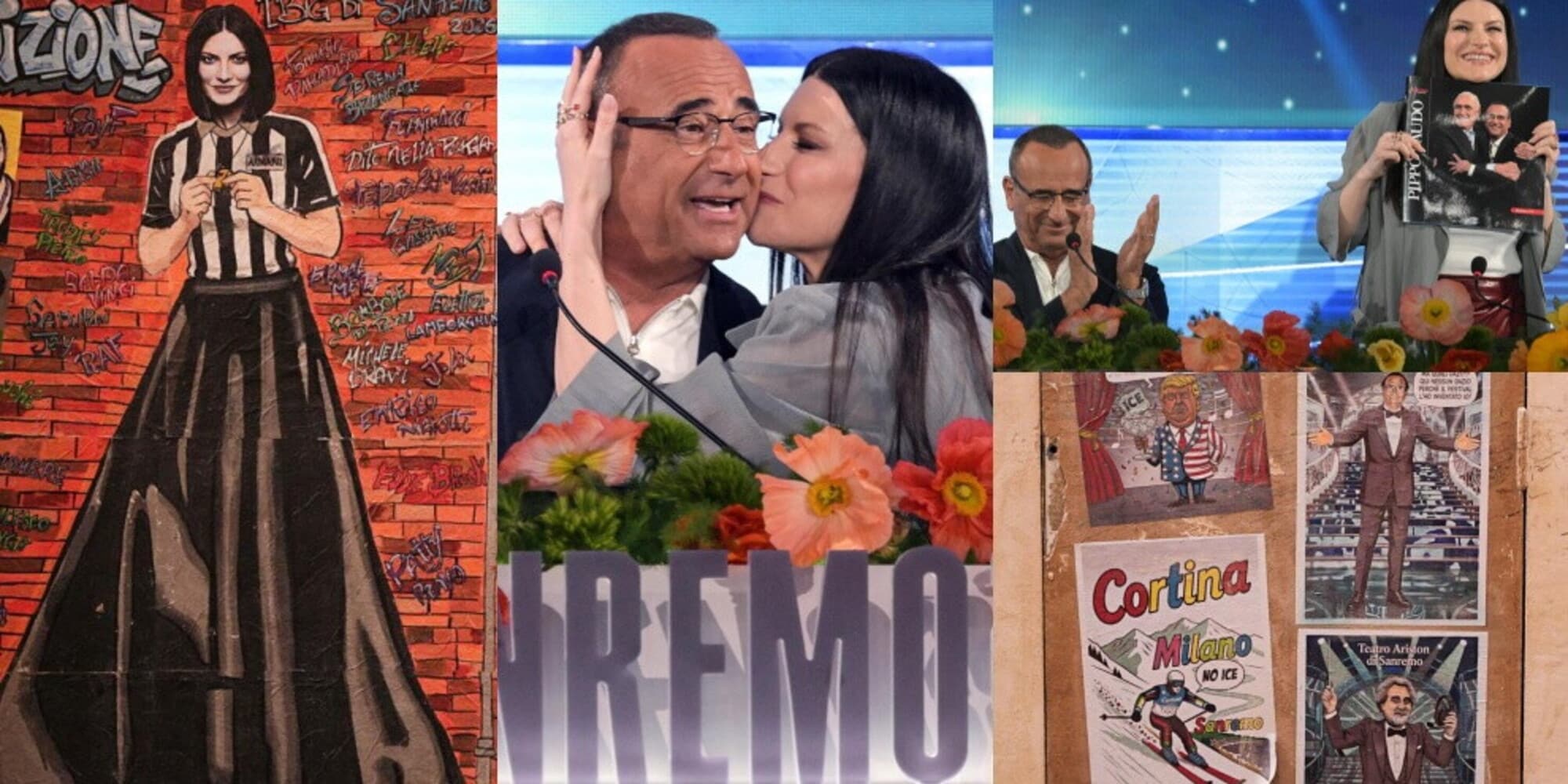 Dal bacio di Laura Pausini a Carlo Conti alle lacrime per Pippo Baudo fino ai murales: tutto pronto per Sanremo 2026
