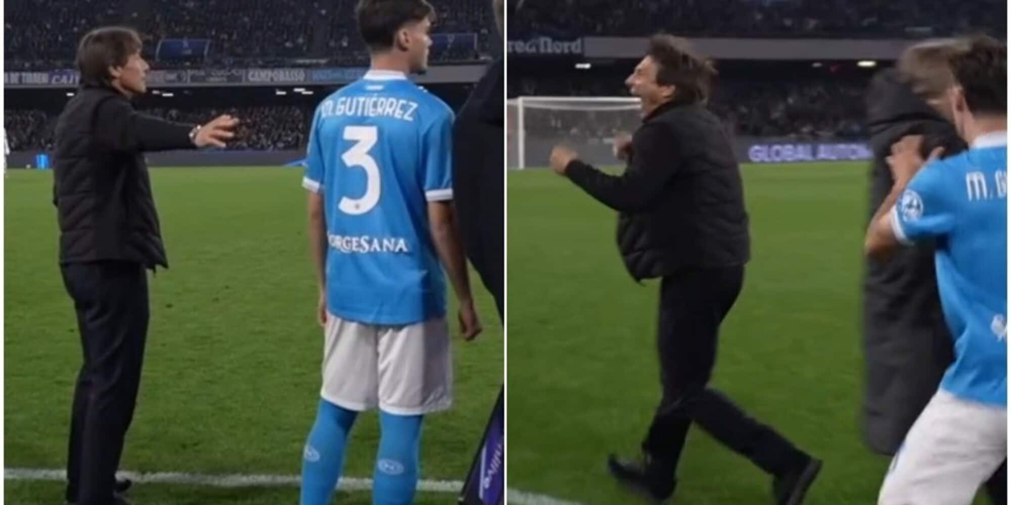 Conte impazzisce dopo il gol di Elmas e lascia Gutierrez da solo per andare ad esultare