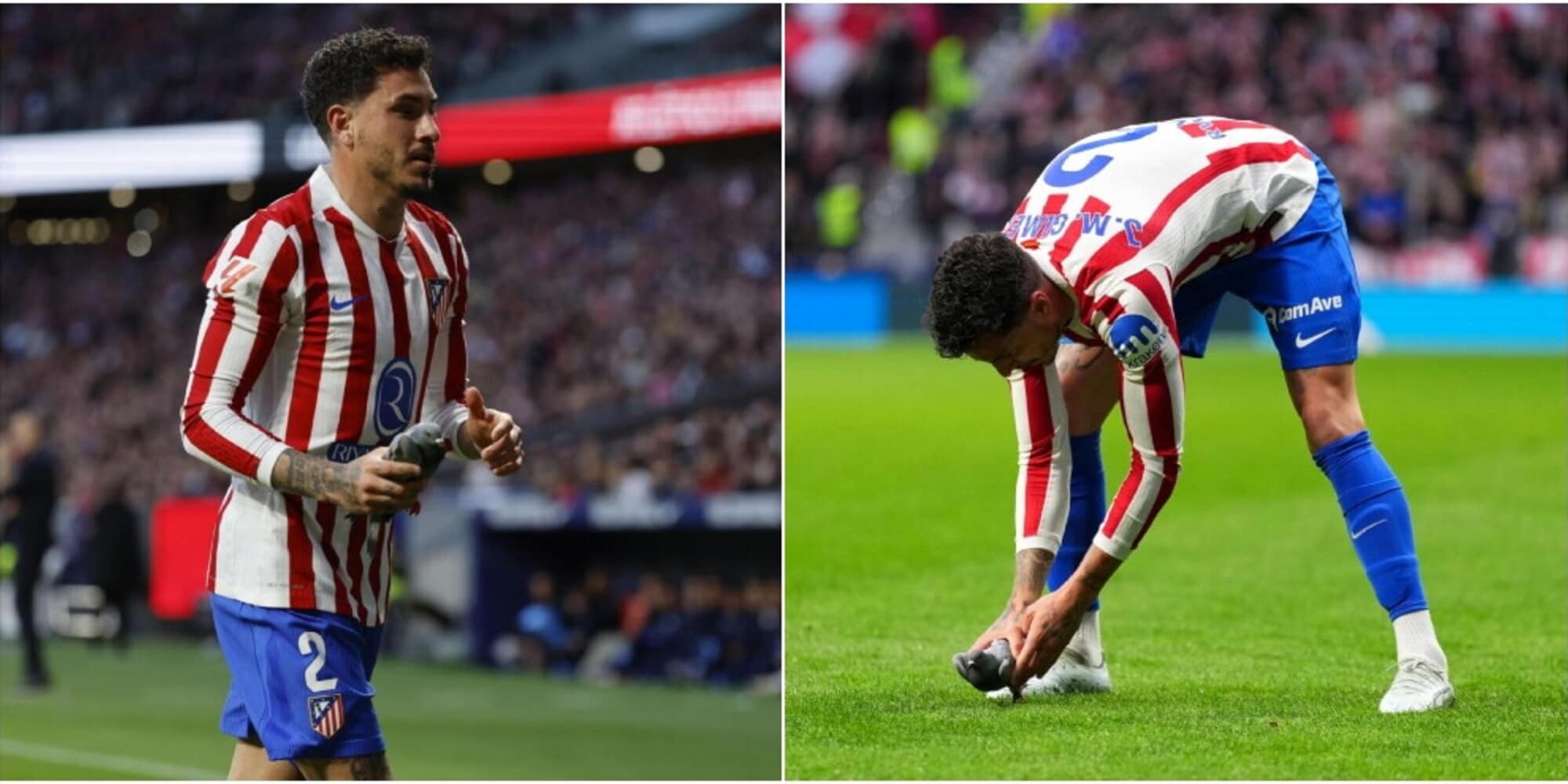 Gimenez salva un uccello ferito in campo da una pallonata durante Atletico Madrid-Real Sociedad: ovazione dello stadio