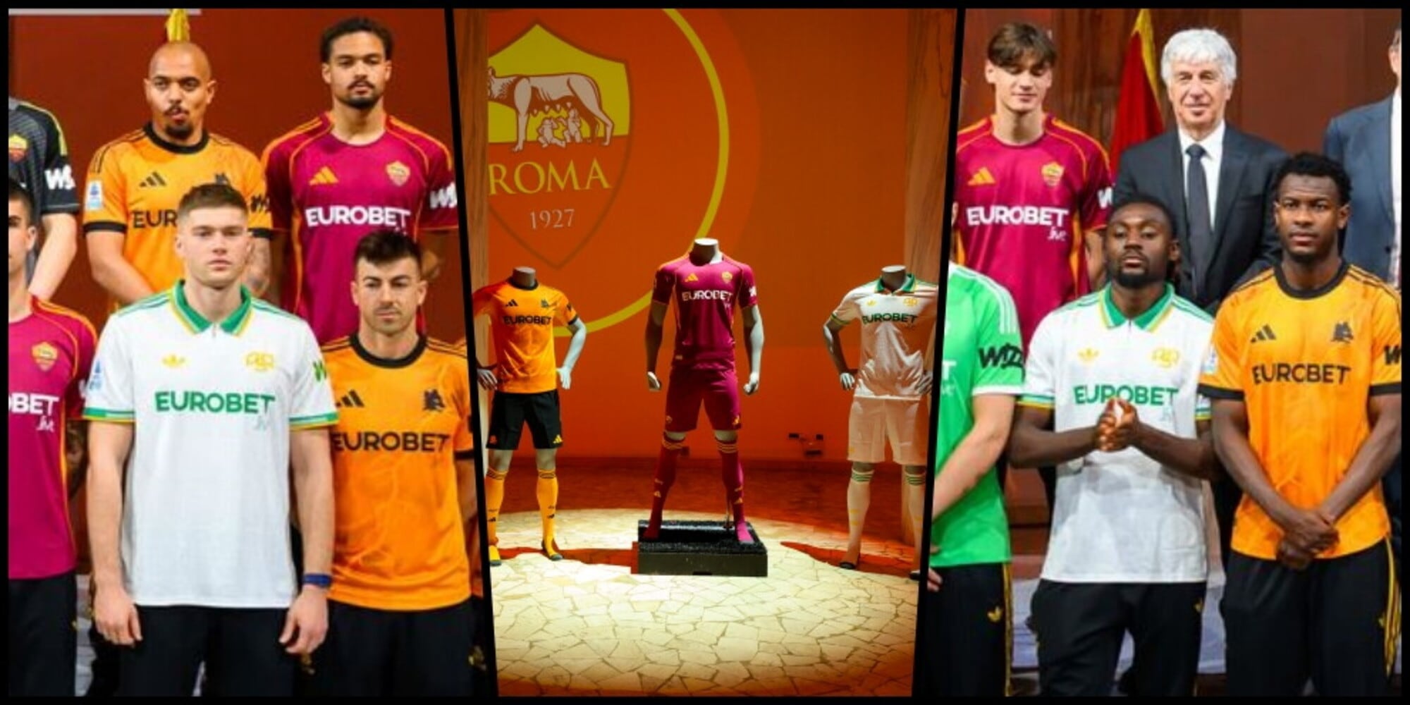 I sorrisi di Gasperini, il gruppo al completo e si rivede Dovbyk: tutte le foto della Roma alla presentazione del nuovo sponsor