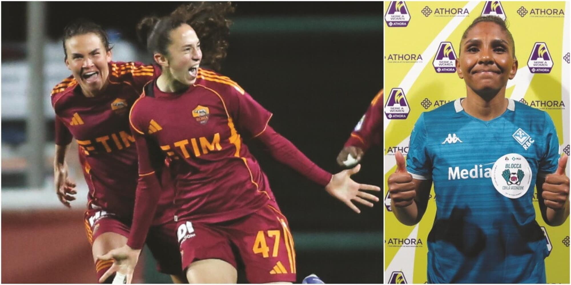 duello tra giocatrici di Roma e Fiorentina nella partita di Serie A Women