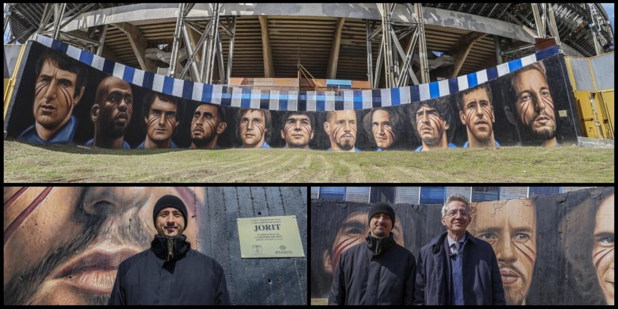 Da Zoff a Koulibaly, passando per Hamsik e Cavani, fino all'immancabile Maradona. Presentato il murale di Jorit all' esterno dello stadio