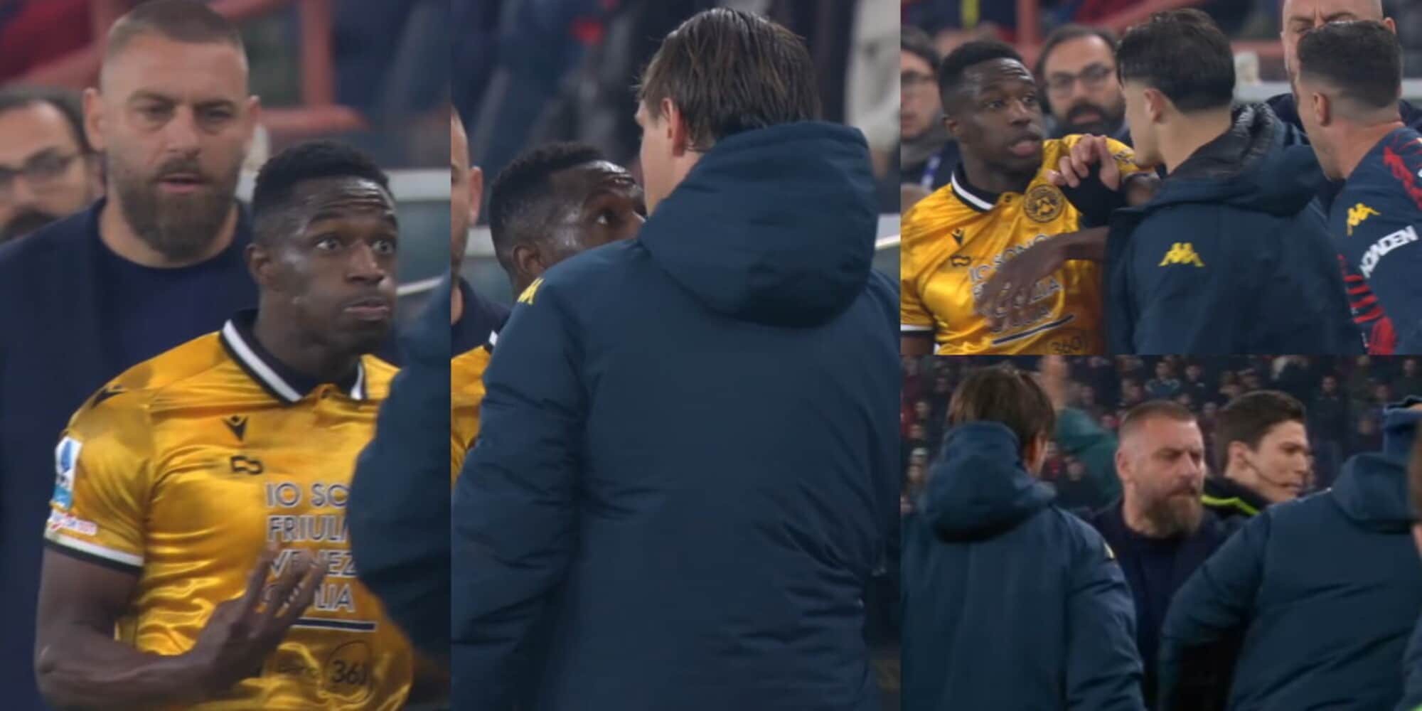 Caos in Genoa-Udinese: faccia a faccia tra Kamara e Colombo, poi scatta la rissa! De Rossi cerca di fermare tutti