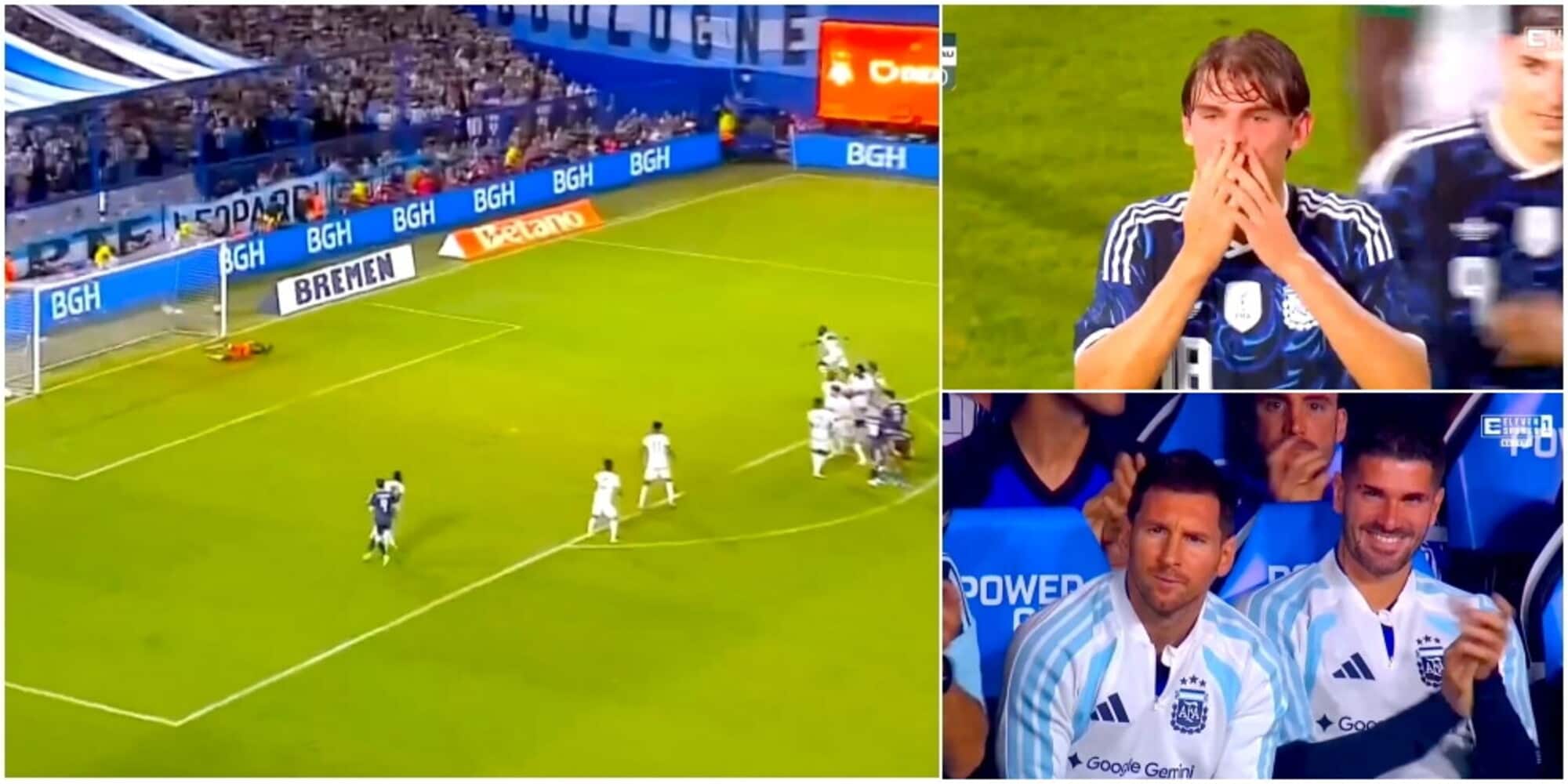 Nico Paz, magia su punizione con l'Argentina sotto gli occhi di Messi