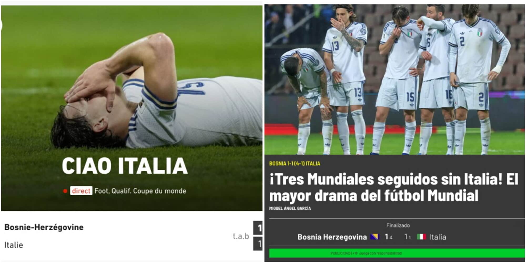"Ciao Italia", "Il più grande dramma del calcio mondiale": l'eliminazione degli Azzurri sulle prime pagina di tutto il mondo