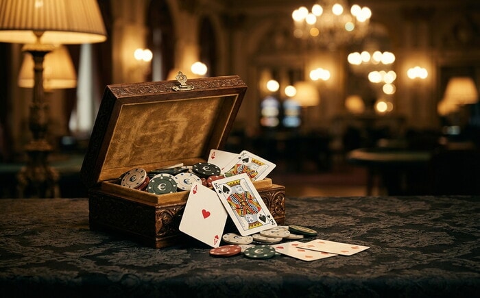 Bonus di benvenuto casino con regalo dorato e fiches