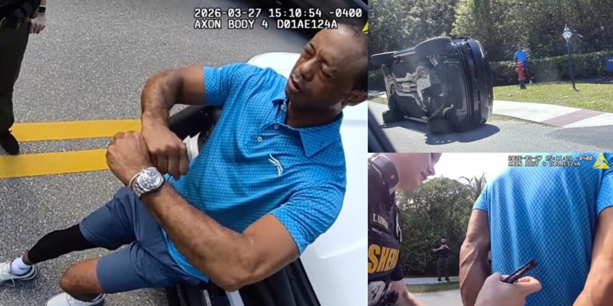 Tiger Woods, spuntano le foto del suo arresto dopo l'incidente in auto 