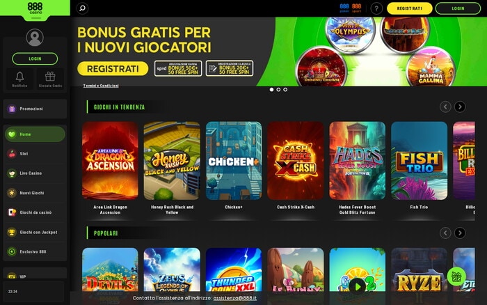 Catalogo giochi del casinò online 888casino