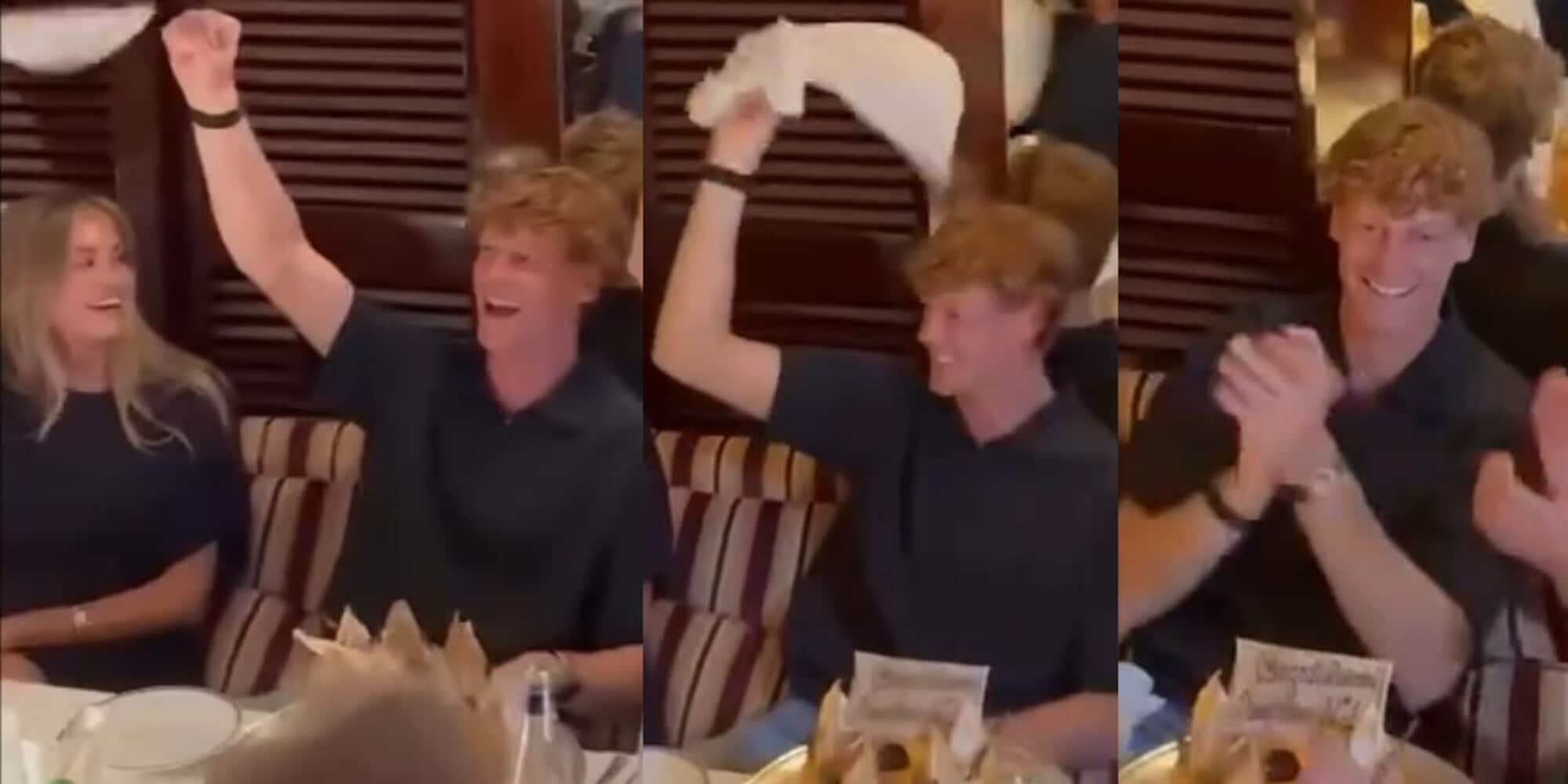 Sinner con Laila Hasanovic accolto in modo trionfale: tutto il ristorante urla in coro e lui reagisce così