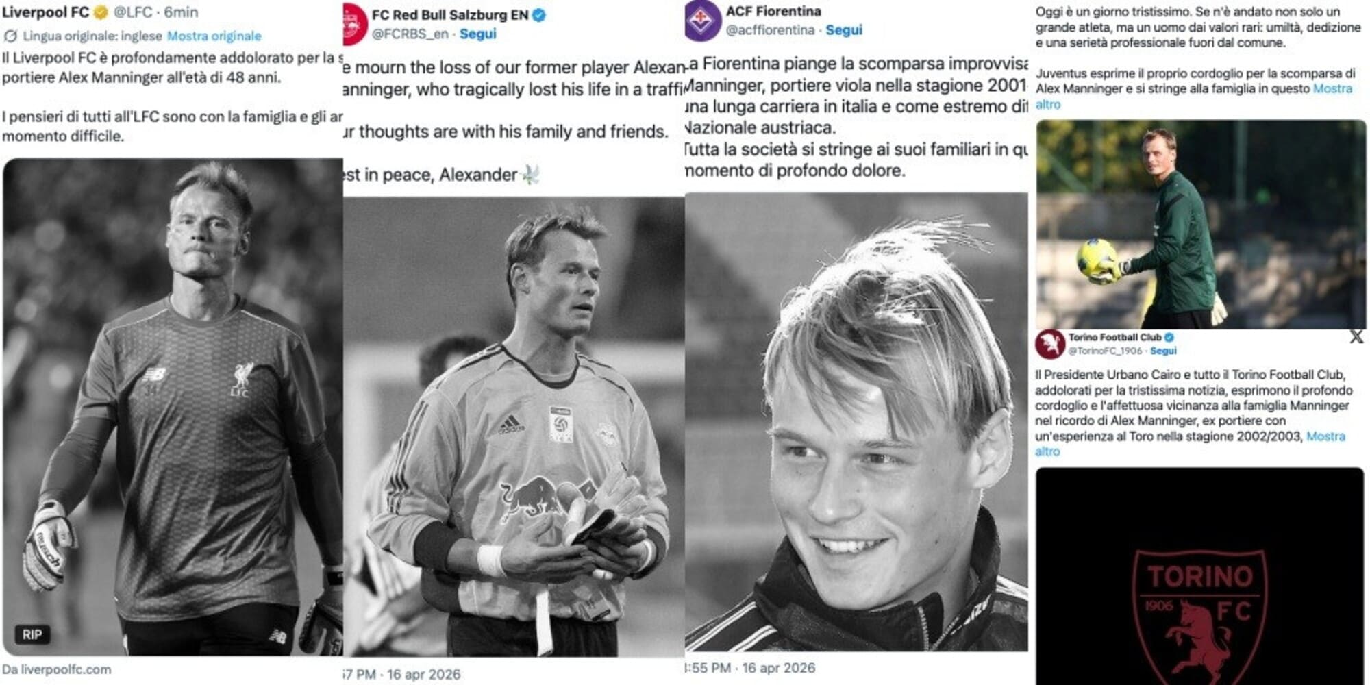 Dal Liverpool alla Fiorentina, da Henry a Bonucci: il mondo del calcio in lutto piange la morte di Manninger