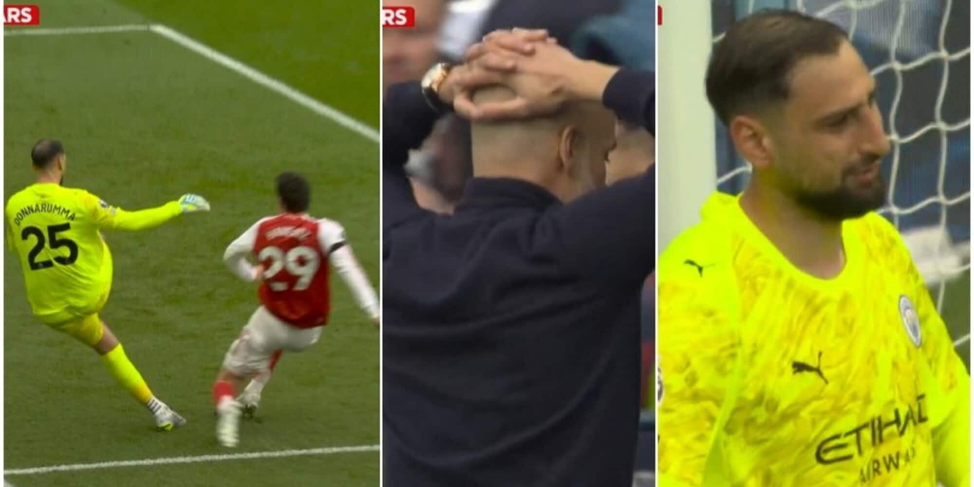 Donnarumma shock, incredibile papera in City-Arsenal: Havertz ringrazia. La reazione di Guardiola dice tutto 