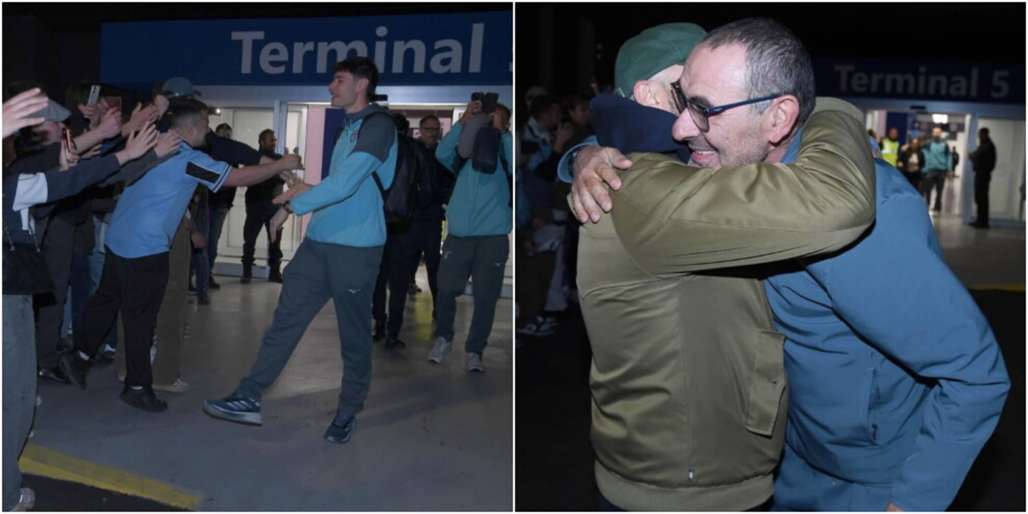 Motta eroe pararigori, festa Lazio a Fiumicino: l'accoglienza dei tifosi