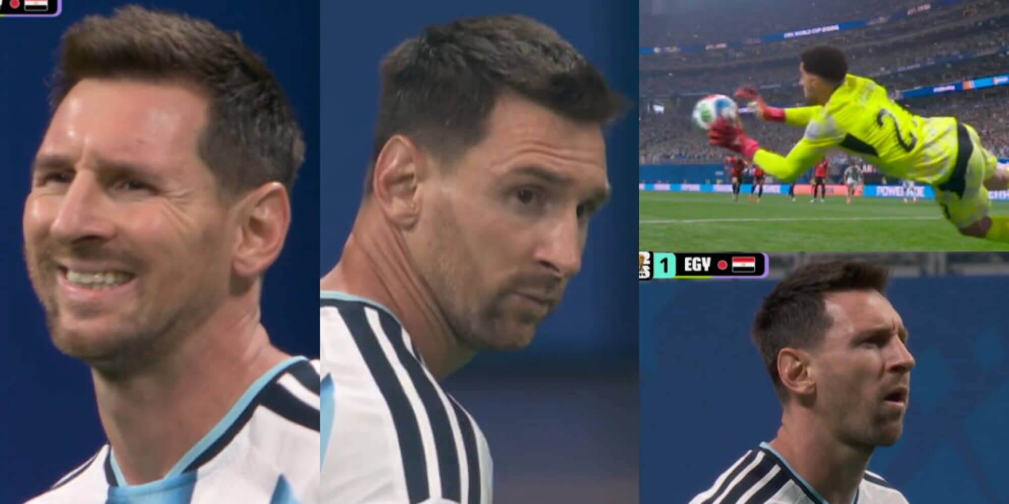 Messi incredulo dopo il rigore sbagliato con l’Egitto: lo sguardo nel vuoto dice tutto