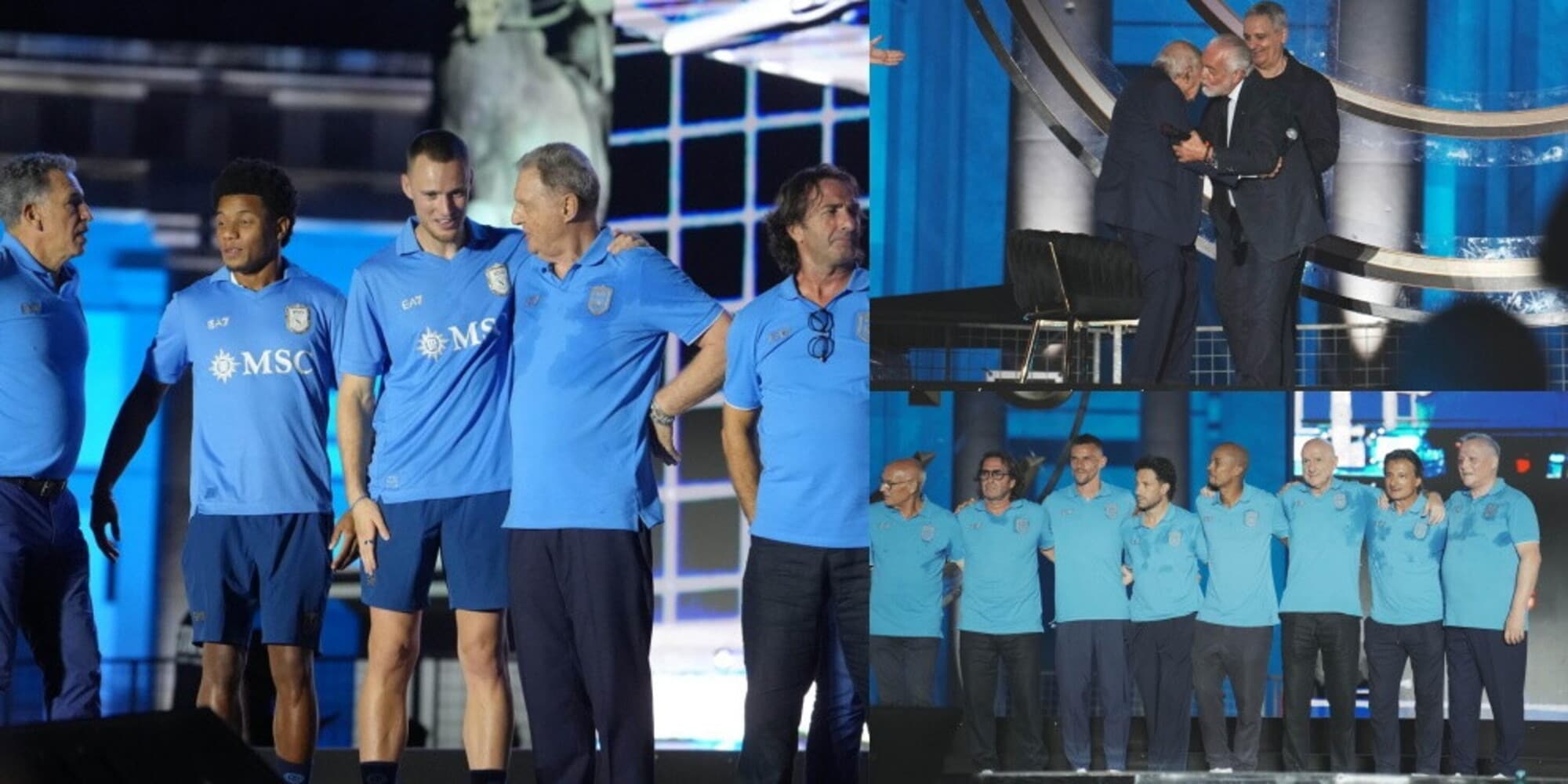 Da Bruscolotti a Careca ed Hamsik, con i figli di Maradona: gli eterni campioni azzurri alla festa Napoli 100