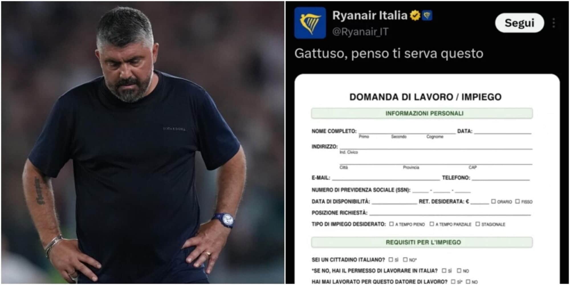 Tifosi della Lazio reagiscono al post della Ryanair su Gattuso dopo l'eliminazione in Coppa Italia