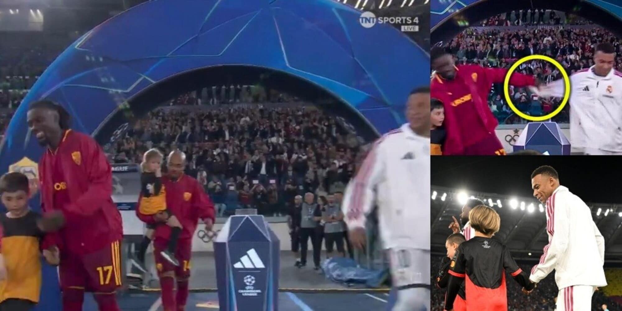 Siparietto tra Mbappé e Koné prima di Roma-Real Madrid