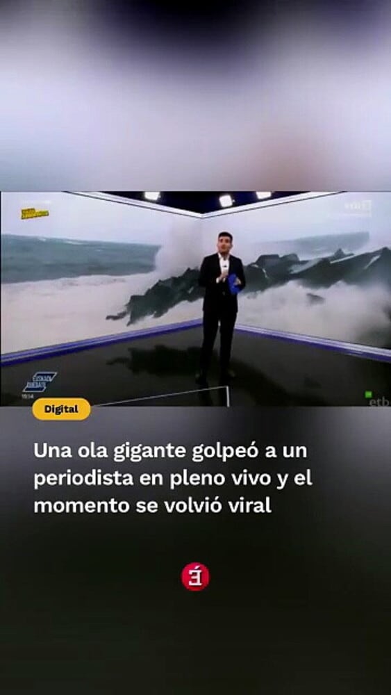 Un'onda anomala travolge un giornalista: paura in diretta tv