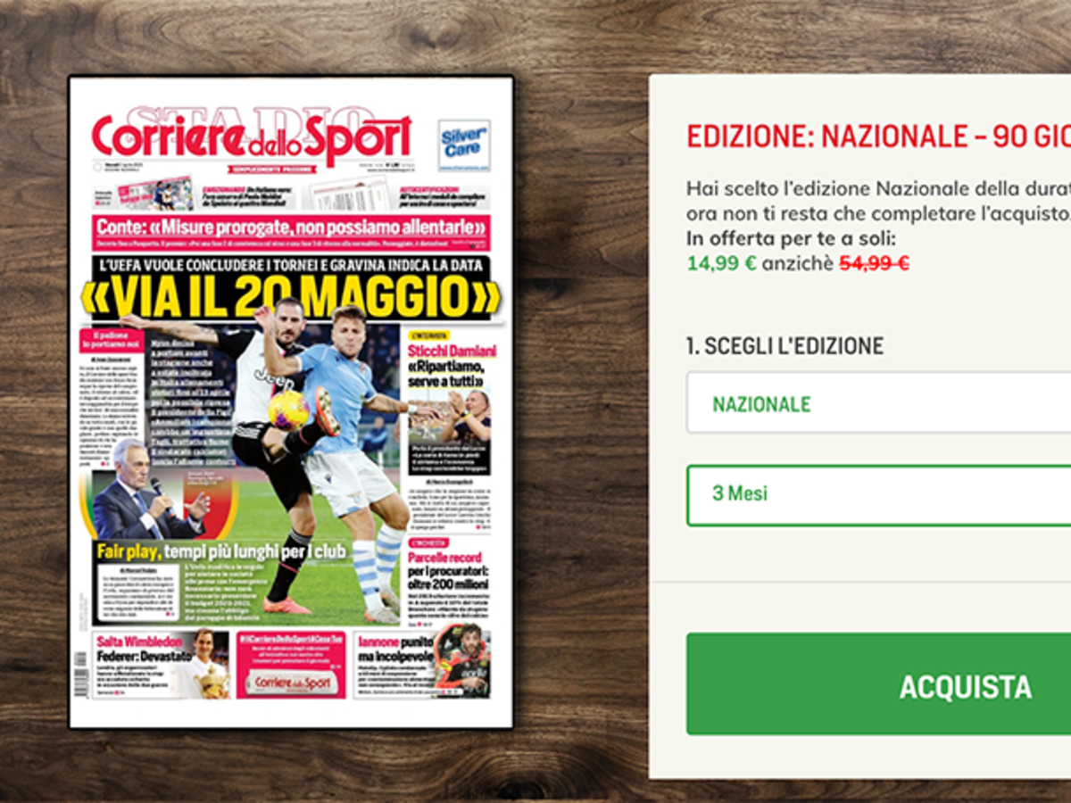 Offerta Corriere Dello Sport Abbonati All Edizione Digitale
