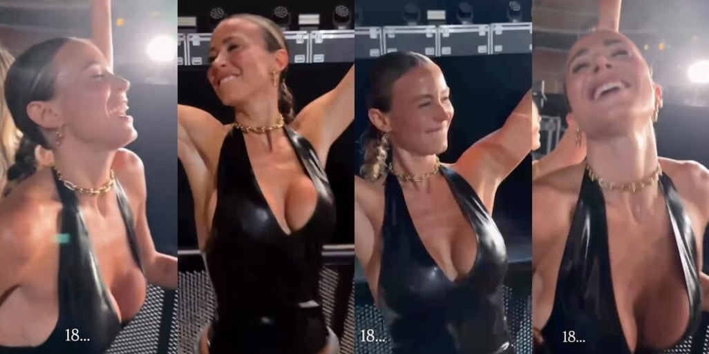 Diletta Leotta scatenata al concerto di Elodie: il top in pelle nera sfiora l'incidente sexy