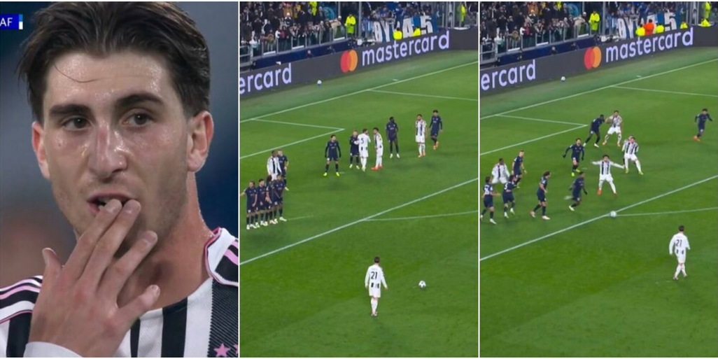 Schema horror di Miretti su punizione in Juve-Pafos, tifosi furiosi sui social: la fotosequenza