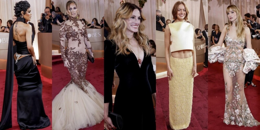 Da Jennifer Lopez ad Emma Stone e Jennifer Lawrence: tutti i look scintillanti ai Golden Globe 2026