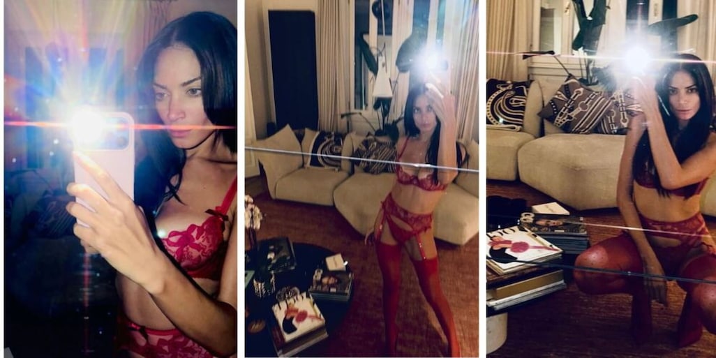 FOTO Elodie in intimo rosso e reggicalze: mai così sexy, social in delirio