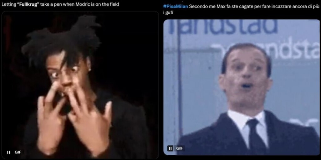 Dall'errore di Fullkrug al gran gol di Modric, le ironie dei social su Pisa-Milan