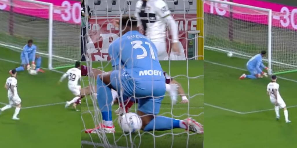 La papera clamorosa di Suzuki: palla sotto le gambe! La fotosequenza del gol di Simeone in Torino-Parma
