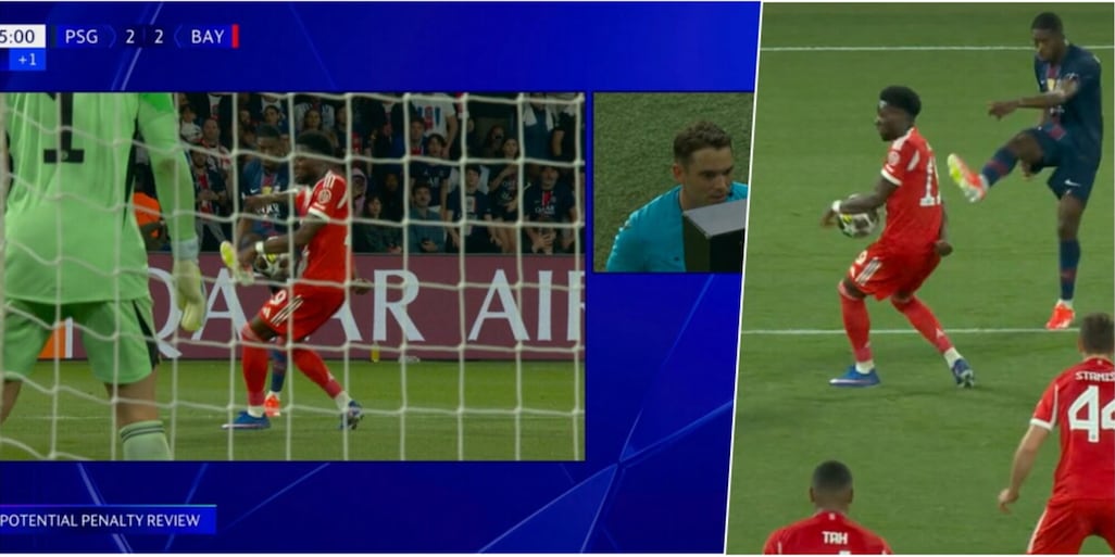 Fallo di mano di Davies sul cross di Dembelé, Var e rigore per il Psg: la fotosequenza