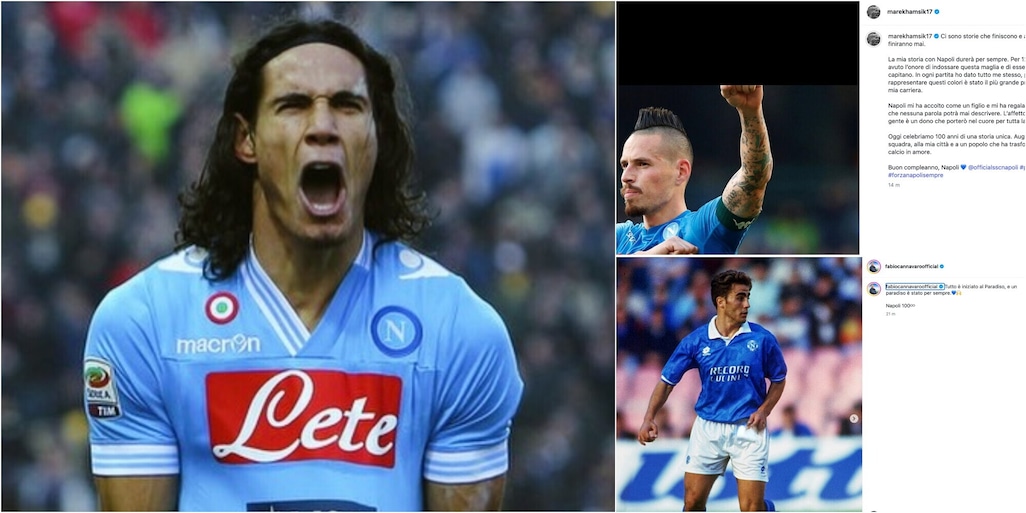 100 anni Napoli, da Hamsik a Cavani: quanti messaggi di auguri dagli ex FOTO