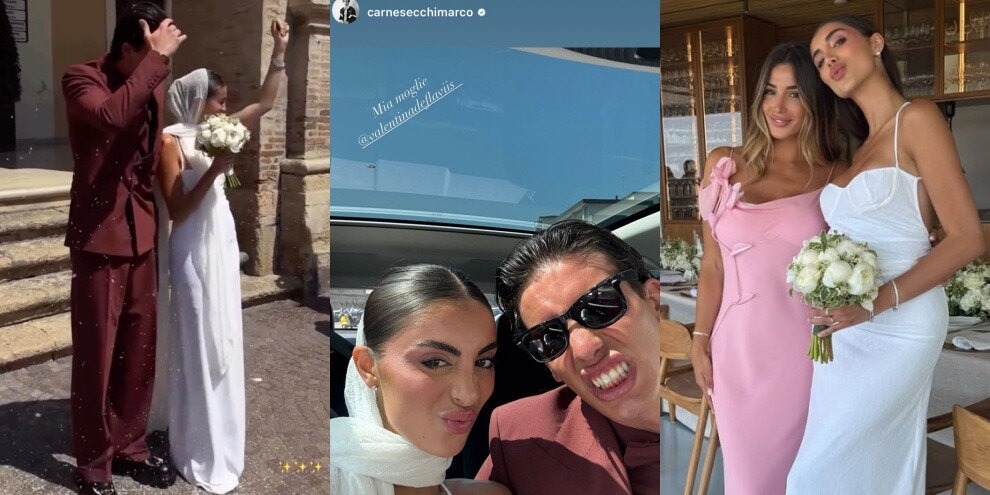 Carnesecchi sposa la sua Valentina: tra gli invitati c'è anche Zaniolo con Sara