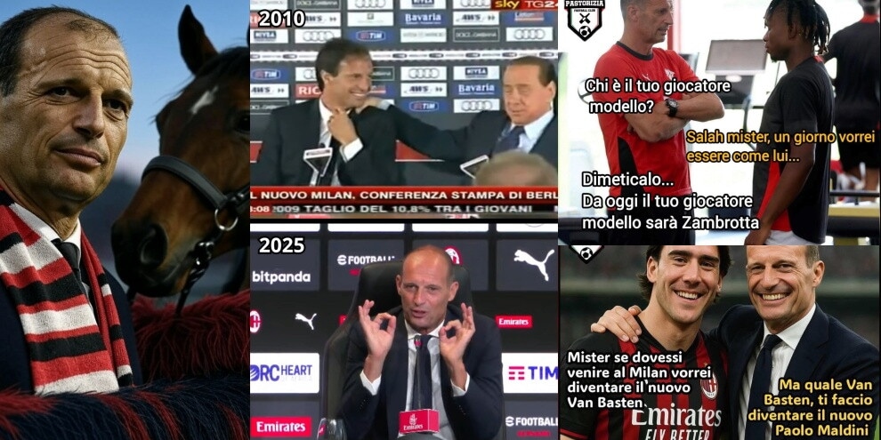 La presentazione di Allegri al Milan è già storia: i social si scatenano con ironie e meme