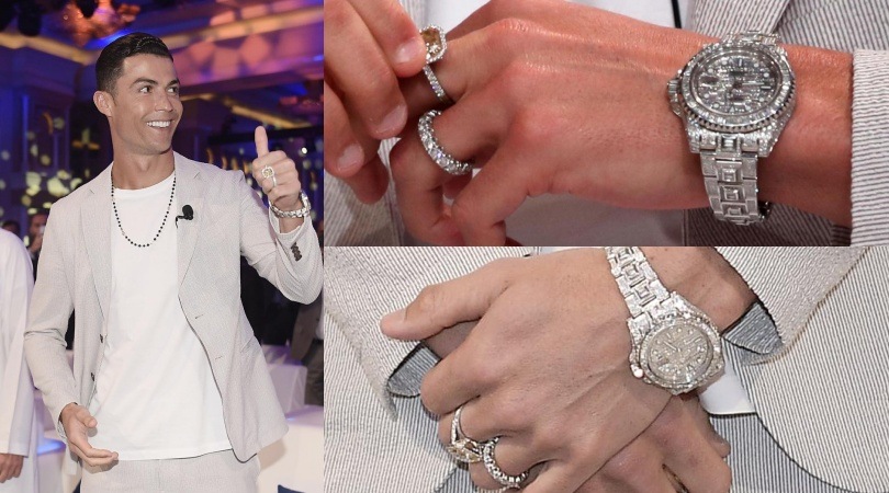 Cristiano Ronaldo, che gioielli a Dubai: orologio e anelli da favola!
