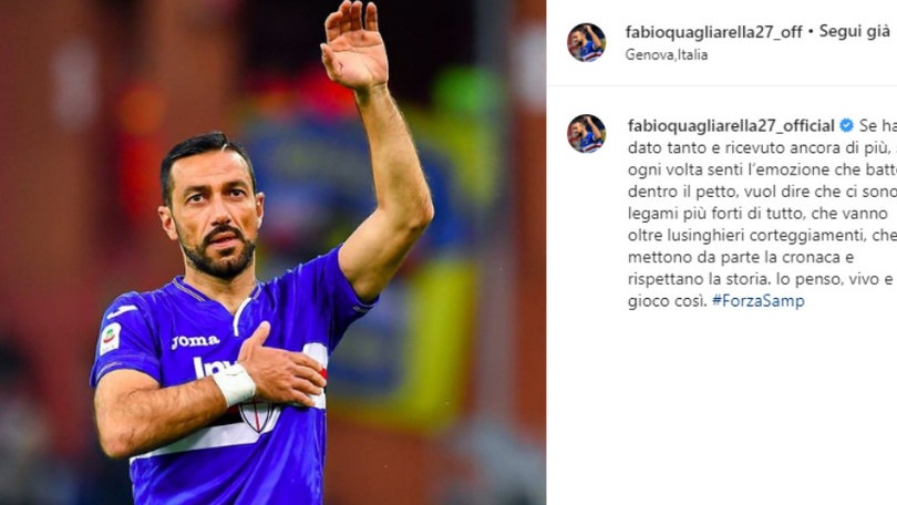 Quagliarella: "Juve? Lusingato ma il legame con la Sampdoria è più forte di tutto"