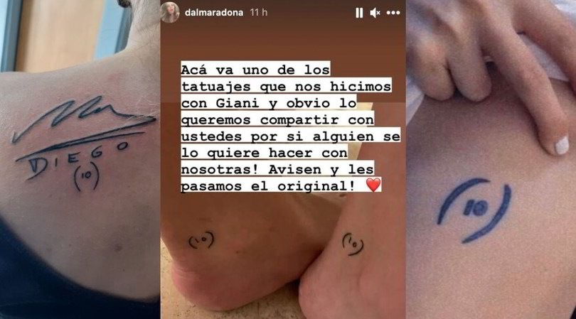 Maradona sulla pelle: spopola il tatuaggio lanciato da Dalma e Gianinna