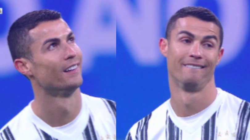 Cristiano Ronaldo deluso: che smorfie dopo il gol di Barella