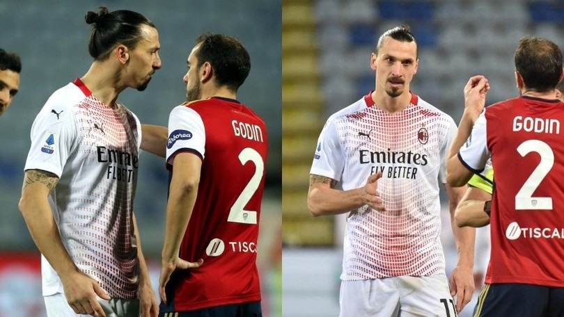Ibrahimovic-Godin, che duello! I due faccia a faccia durante Cagliari-Milan