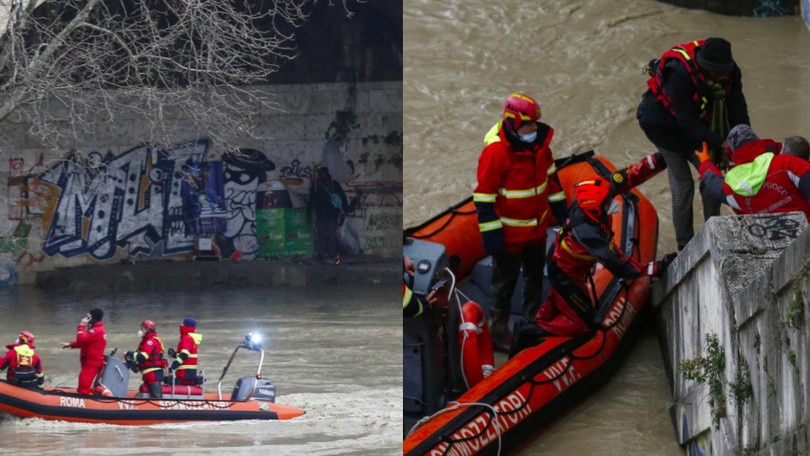 Roma, piena del Tevere: senzatetto salvato dai vigili del fuoco