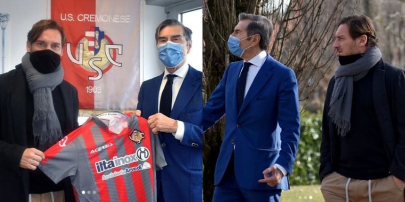 Totti in visita alla Cremonese: incontro con Braida